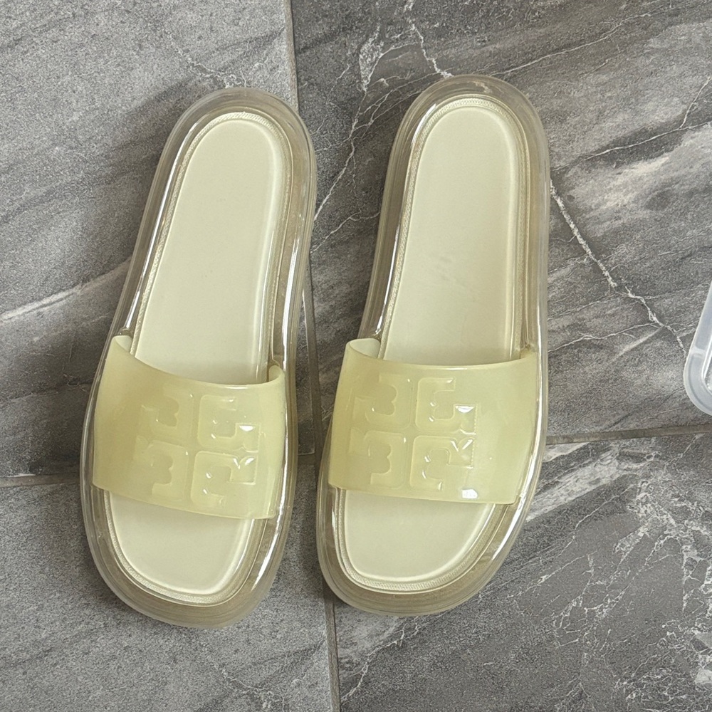 Transparent Yellow Slide Sandals